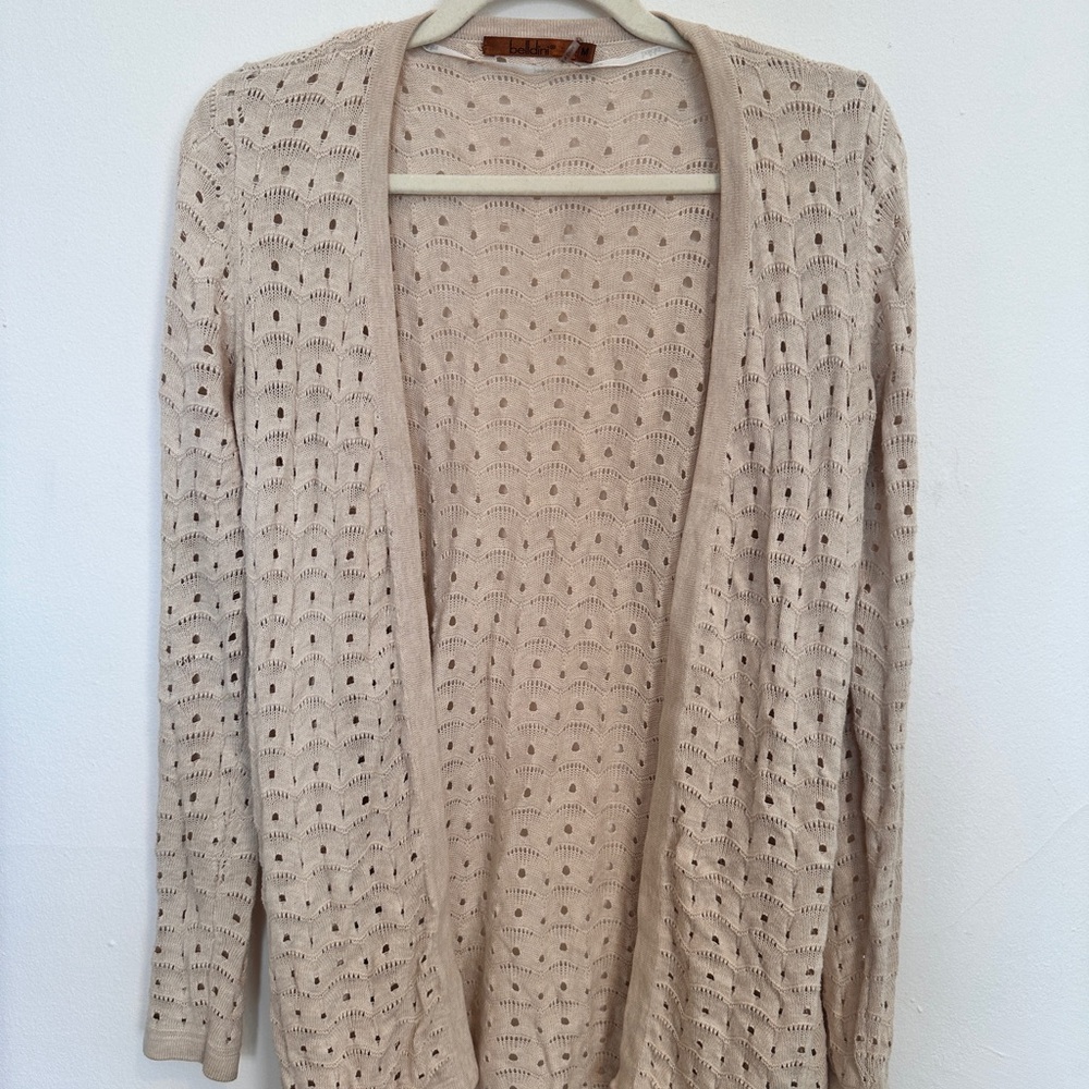 Belldini Cream Open-Knit Cardigan Sweater